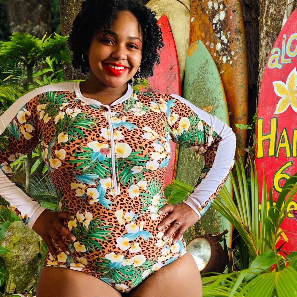 NEW Floral Rash Gaurd Swimsuit